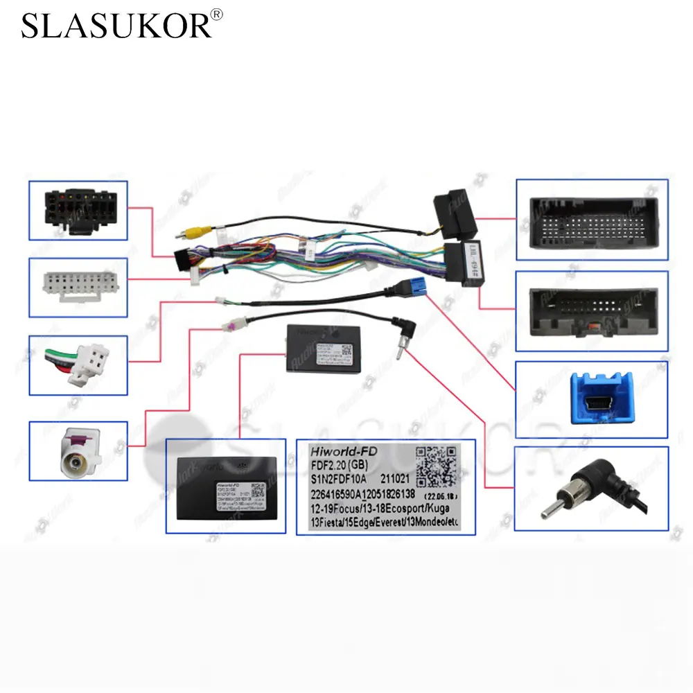 

16-контактный автомобильный радиокабель для FORD 2018 EDGE/ 2017-2018 MONDEO/2019 EVEREST PH Canbus, кабель питания, кабель Android Car