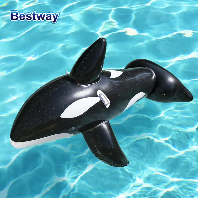 Bestway41009 1PC Black Whale Sea Creature Shape Swimming Pool Float, Water Inflatable Seat, Inflatable Pool Raft Float