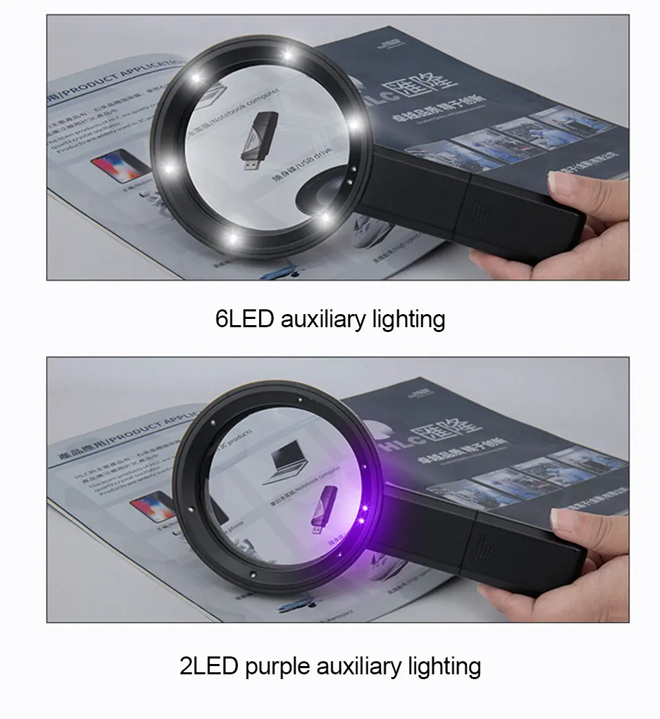 Lighted Magnifying Glass 8X12X 20X Handheld Magnifying with 8 Led Lights Optical Lens Illuminated Magnifier For Reading Repair