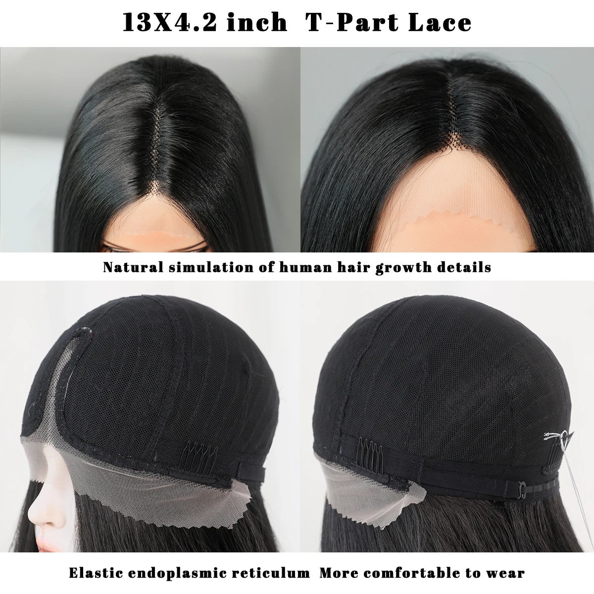 30 Inch Natural Black HD Lace Front Wig Pre Plucked Ready to Wear Glueless Straight Highlight Synthetic Lace Front Wig for Women
