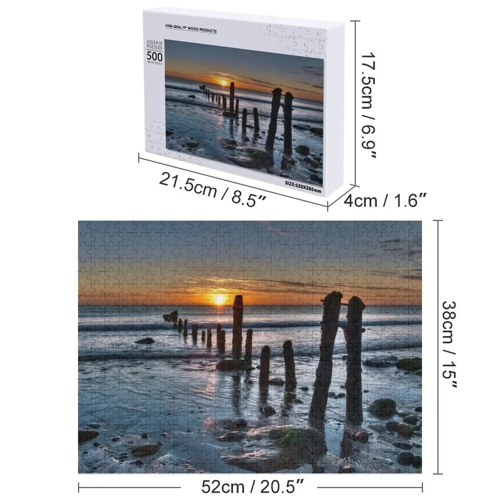 Sandsend Sunrise Jigsaw Puzzle لعبة أطفال مخصصة لأعمال اللغز الفني