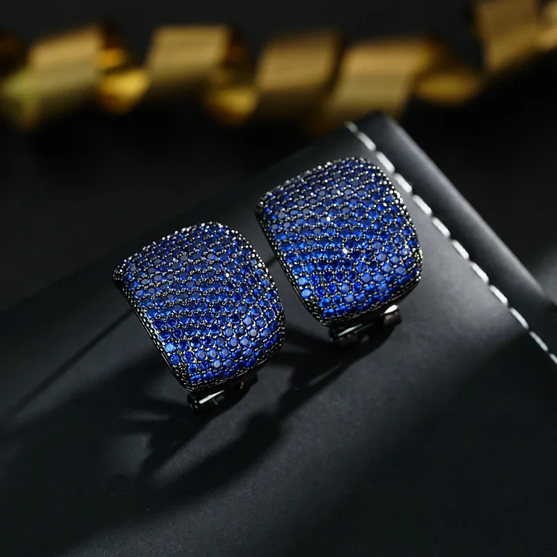 New temperament heavy industry blue C-shaped ear buckle niche design skin tone earrings hair generation