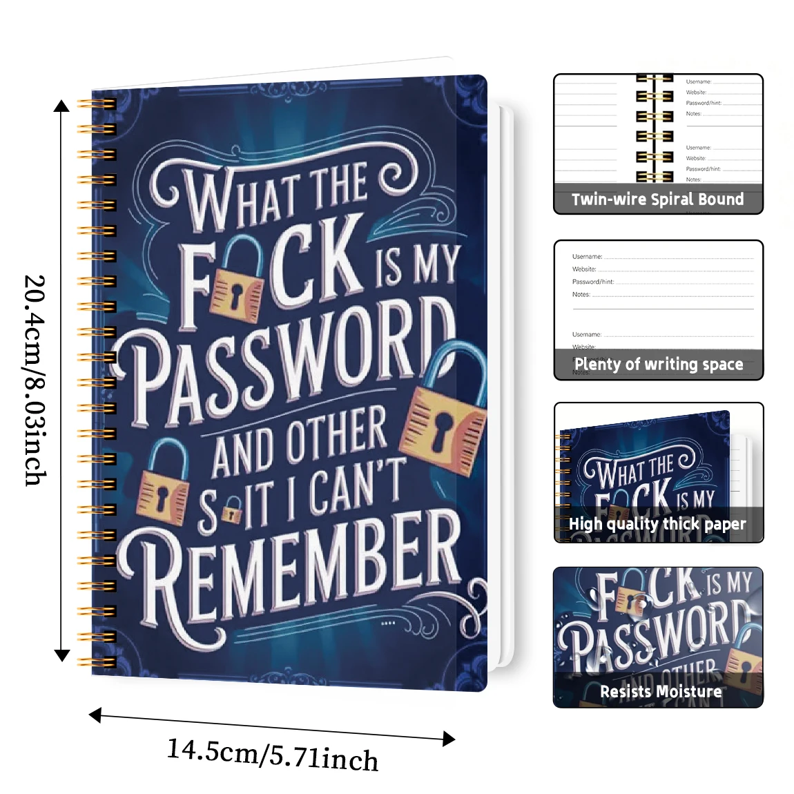 Libro delle password A5, organizer per account Internet e accesso al sito web, sezione delle note, diario delle password perfetto per la gestione della sicurezza informatica