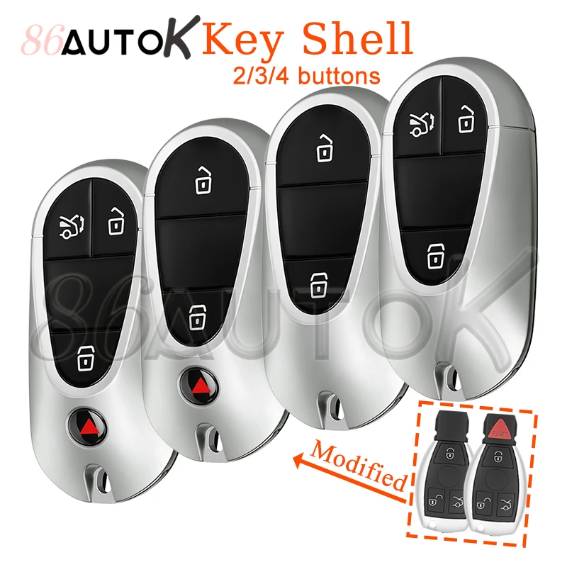 Key Shell For Benz BGA A B C E S Class W203 W204 W205 W210 W211 Fit Single Battery Holder Key  Case Fob Modified Car Key Housing