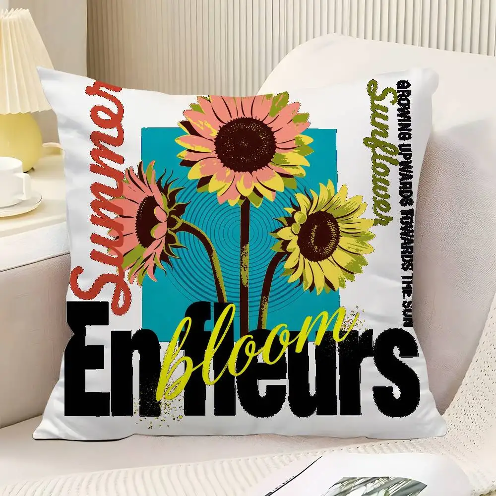 Sunflower Throw Pillow Cover Neutral Decor Cushion Cover Soft Sofa Couch Bed Home Decor Pillow Case