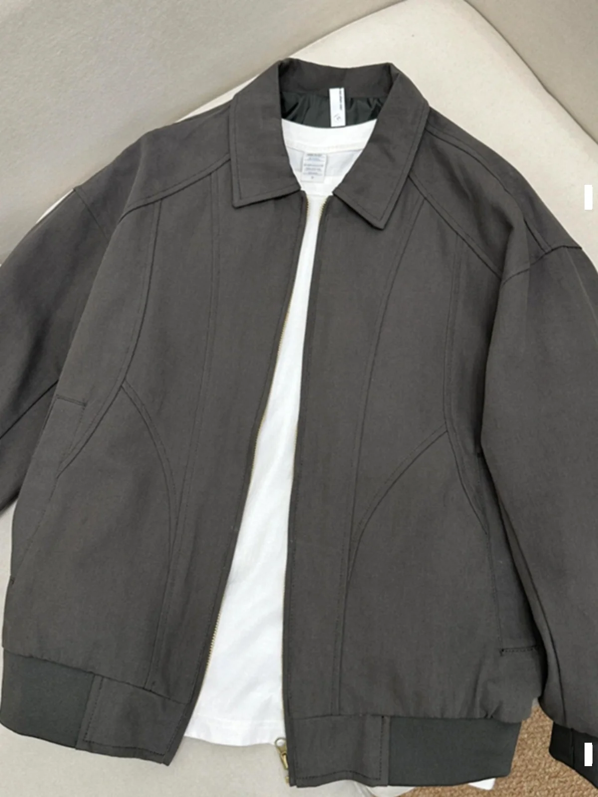 

ey Deconstructed ort Coat Men's Spring Autumn Baseball Sle Faion Brand High-End Feeling Cool Harlington Workwear Jaet