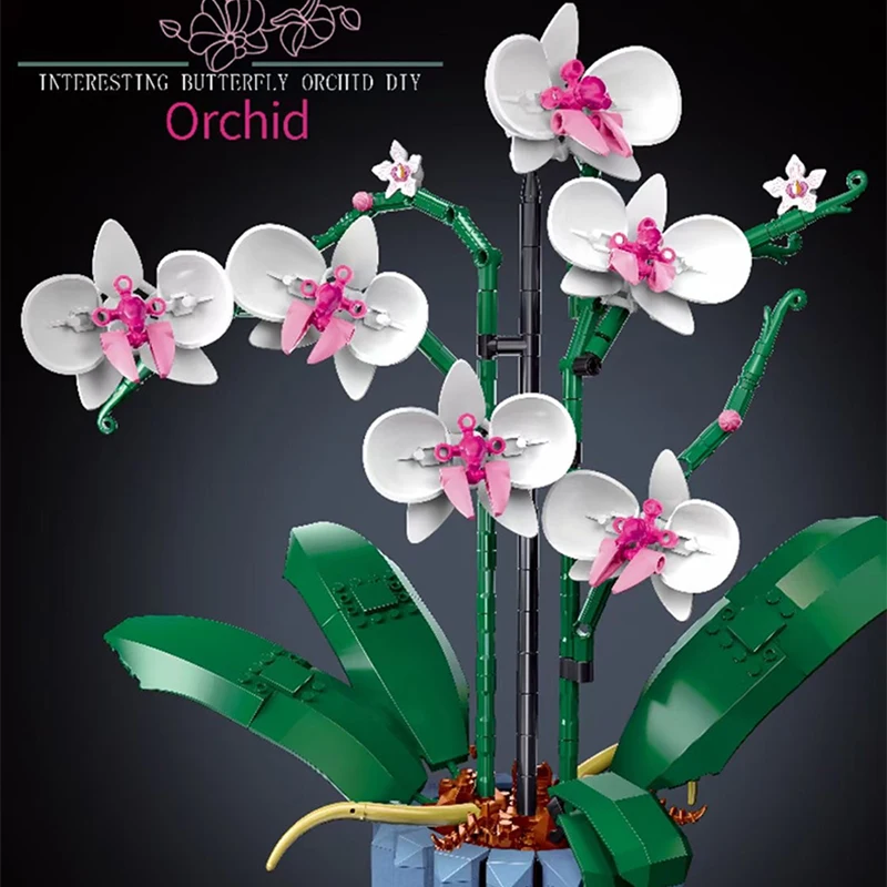 Orchid Flower BouquetPlant Construction Decoration Set for Adults; Build An Orchid Display Piece for Home or Office