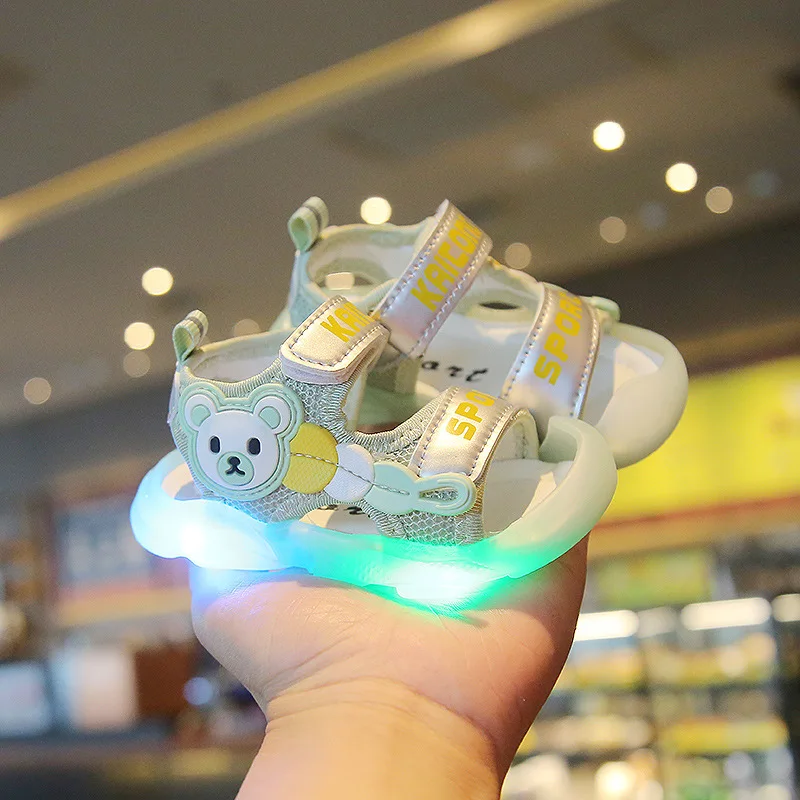 Sandalias Baby Shoes Kids Shoe 2023 Summer New LED Light Baby Walking Sandals Soft Sole Boy/girl Treasure Shoes Cartoon Sandals