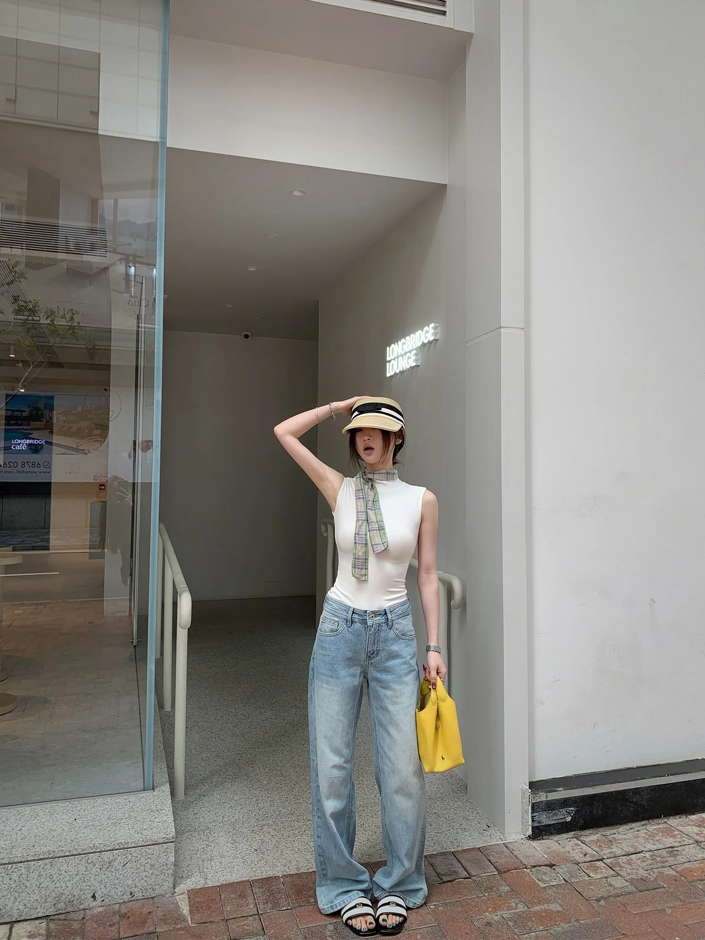 

Retro Washed Blue Jeans Women's Straight Leg Conceal Meat Spring Slimming Floor-Length Pants Casual Cotton Natural Waist