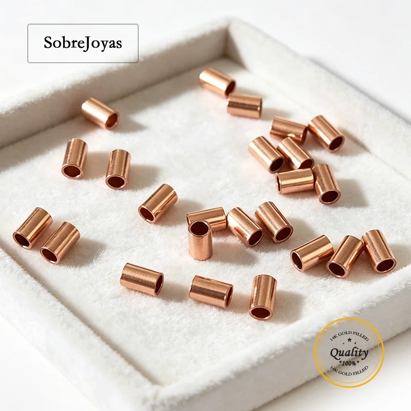 

14K Rose Gold Filled Straight Cut Tube Crimp Bead Spacer 2x1/2/3mm Bulk DIY Jewelry Findings for Wholesale