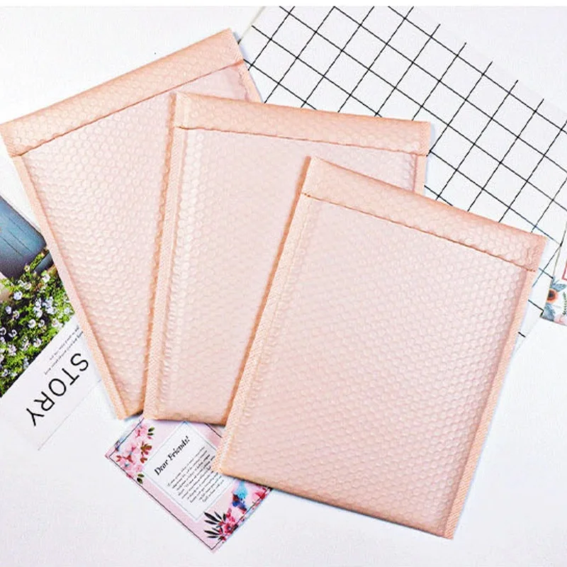 50pcs Naked Pink Plastic Bubble Bag Bubble Mail Self-Adhesive Envelope Bag Book Magazine Gift Packaging Bag