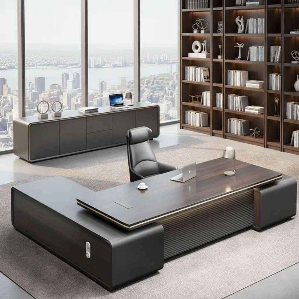 # Luxury Durable Eco-Friendly Executive Desk Set Modern Minimalist Office Furniture Chair Large Workstation File Drawer Storage
