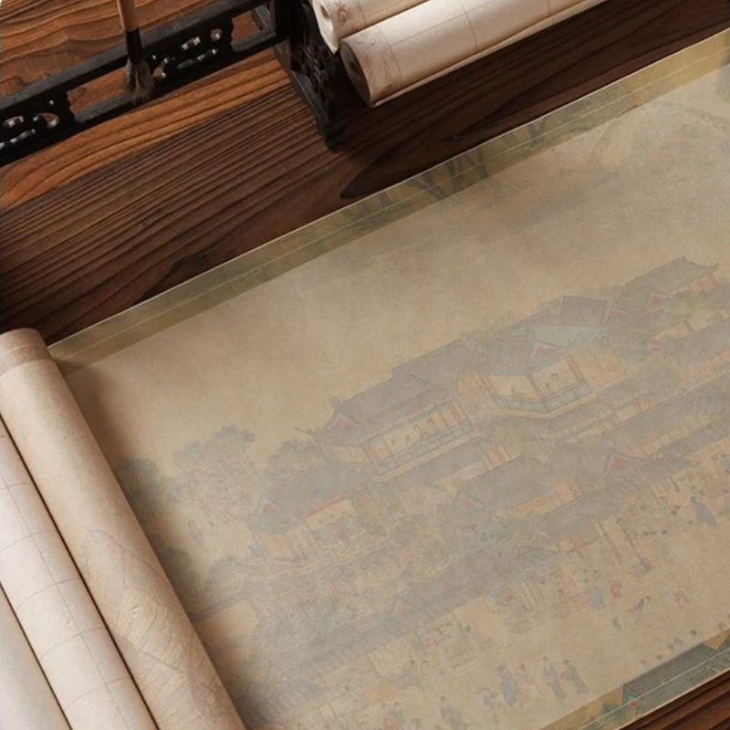 Traditional Vintage Colored Long Xuan Scroll Paper Chinese Brush Calligraphy Creation Works Sheet Ink Painting Practice Supplies