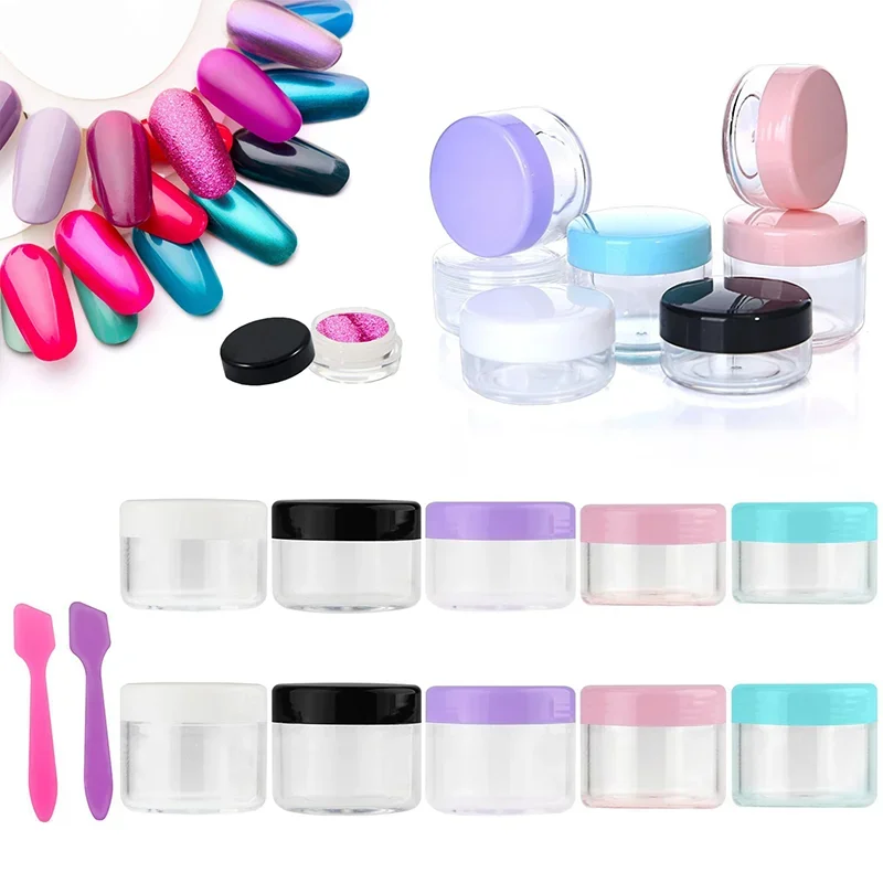 50pcs 2g 3g 5g 10g 15g 20g Clear Plastic Cosmetic Jar Empty Travel Leak-proof Refillable Bottle Make Up Container for Face Cream