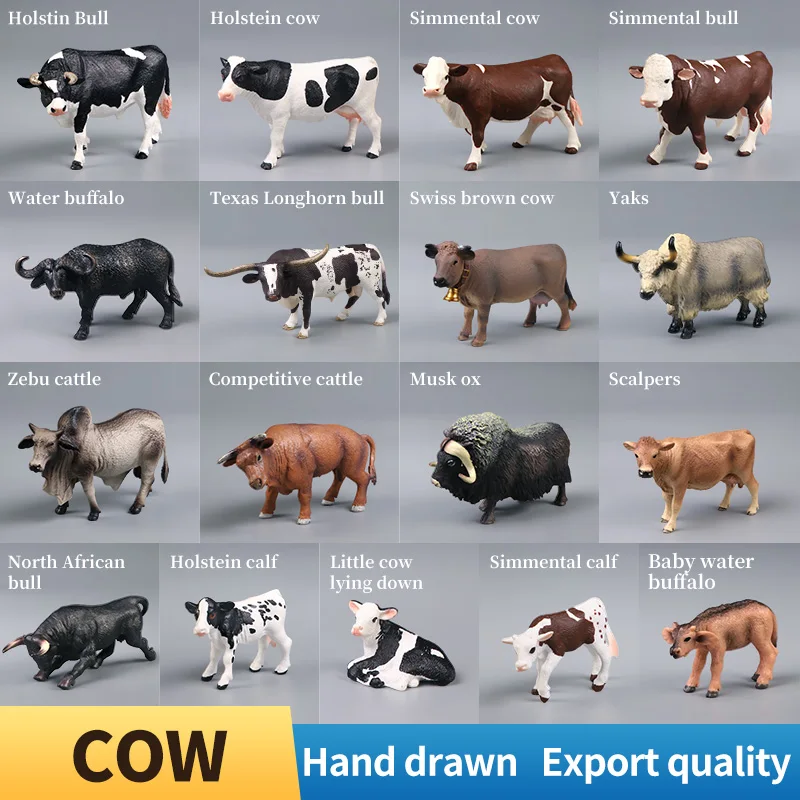 Simulation Farm Animal Models - Bull Milk Cow Poultry Educational Action Figures for Children's Cognitive Learning Collection
