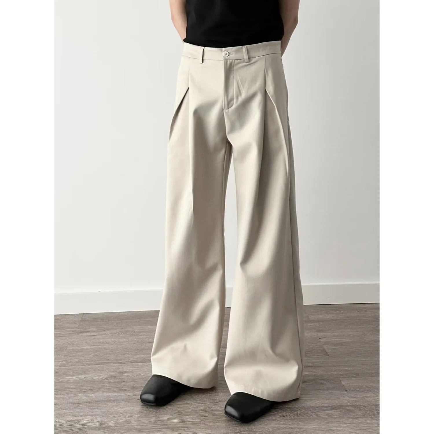 

Early Spring Summer Loose Casual Pants Light Grey Green Versatile Long Leg Lengthening High Waist Trousers for Men