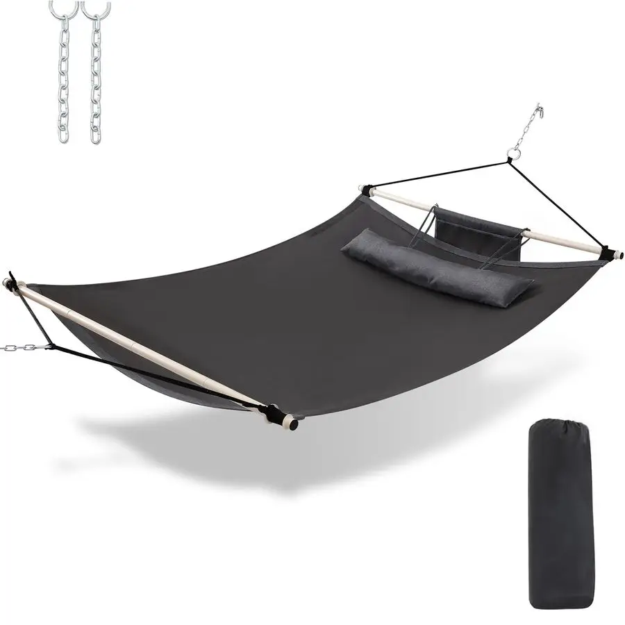 

Гамак Antiflip 12FT, большой гамак с грузоподъемностью 450 фунтов, с железной распорной перекладиной и нейлоновым тросом для улицы, патио, сада, заднего двора, B