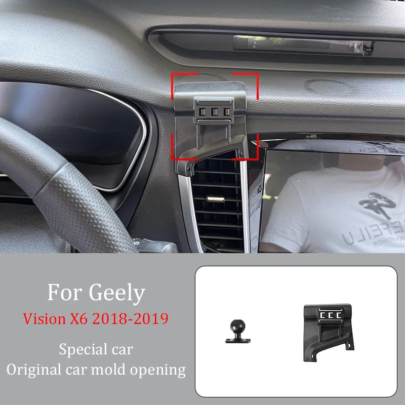 Car Phone Holder For Geely Vision X6 2018-2019  Wireless Charger Automatic Clamping  360° Rotating Navigation Bracket