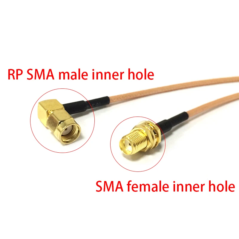 New Reverse RP-SMA  Female Jack Switch RP SMA  Male Right Angle Cable Adapter RG316 Wholesale 15CM/30CM/50CM/100CM