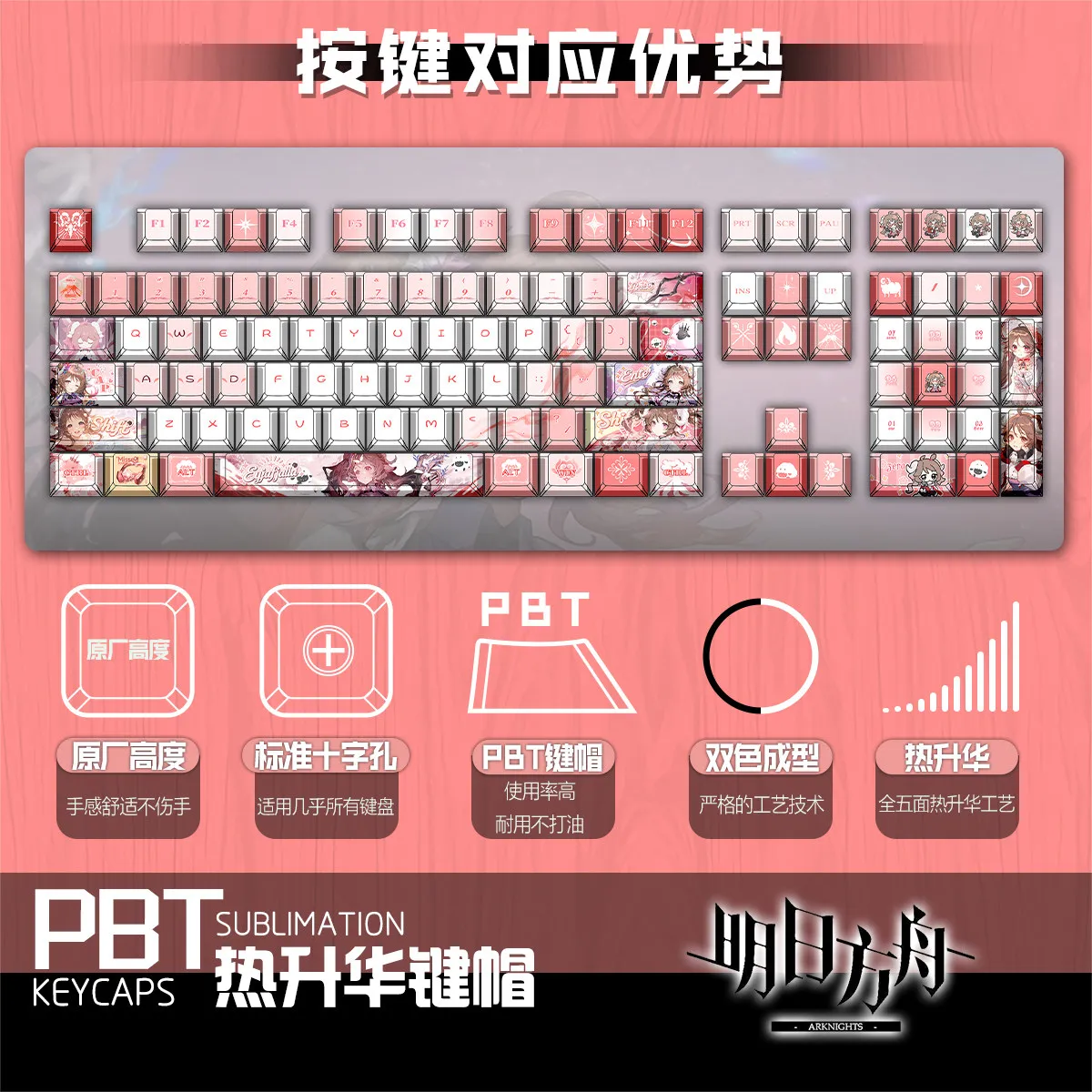 Eyjafjalla 122 PBT Keycap Arknights Game DYE Sublimation Key Cover Cherry Cross MX Switch Key Caps Mechanical Keyboard Gift WXH