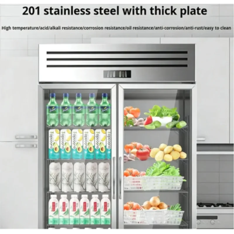 

high quality All- copper pipe commercial refrigerator three-door display cinet stainls steel large-capacity fruit and vegetle