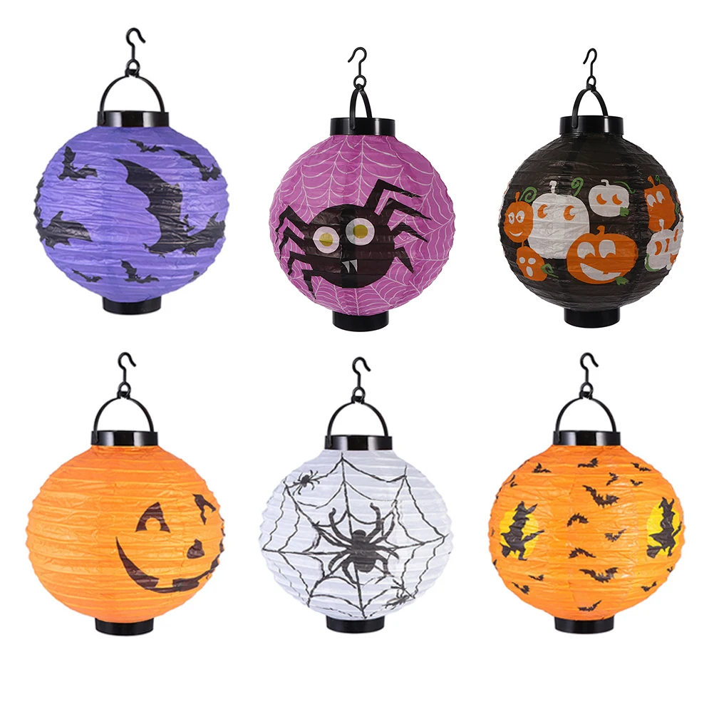 

6 Pcs Spooky Halloween Paper DIY Lantern Hand-ported Decorations Led Lanterns Household Outdoor