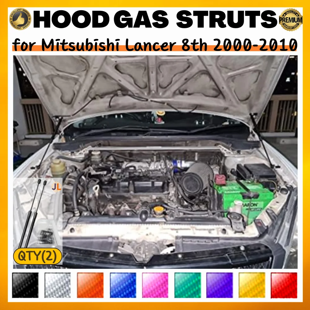 

Qty(2) Hood Struts for Mitsubishi Lancer 8th 2000-2010 Front Bonnet Modify Gas Springs Shock Absorbers Lift Supports Dampers