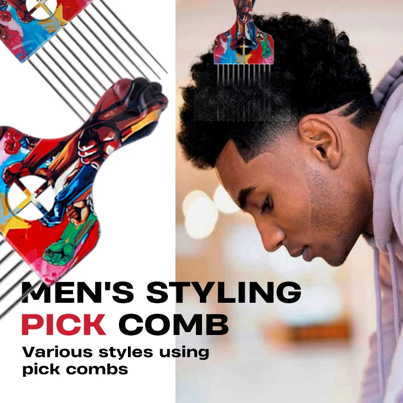 1/2pcs Afro Curly Hair Net Comb Stainless Steel Pick Hair Fork Comb Double Headed Twist Hair Comb Black Men Hairstyles Tools Set image 4