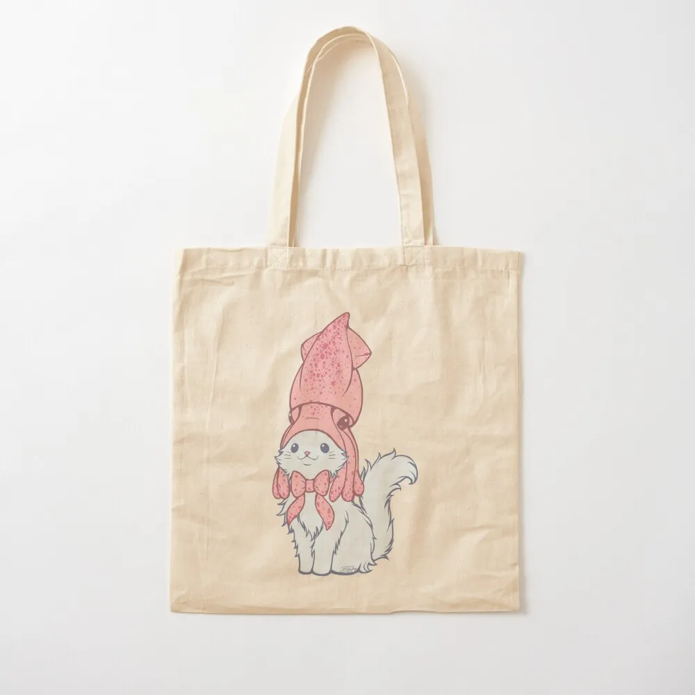 White Cat Wears Squid Hat Tote Bag personalized tote bag Reusable bags great bag the tote