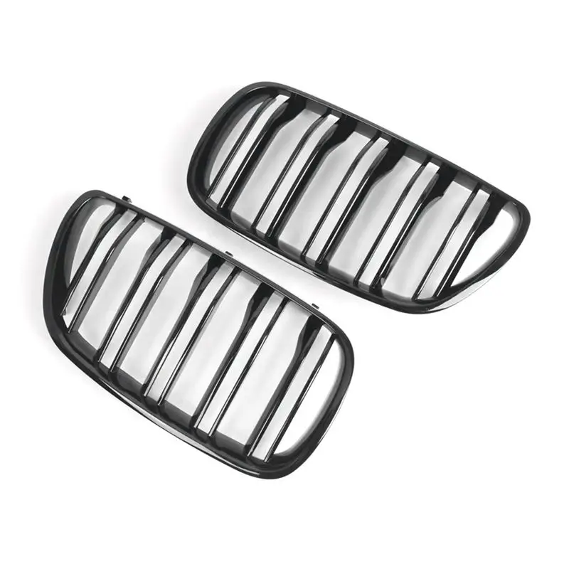 Superior-1Pair Car Front Kidney Grille Grills Glossy Black Hood Grill For BMW X3 E83 Diesel Petrol SUV 2007-2010 Racing Grills