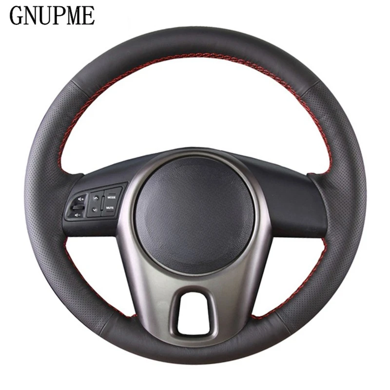 GNUPME-Funda de cuero Artificial para volante de coche, cubierta suave cosida a mano para Kia Forte, Kia Soul, Kia Rio 2009-2011, color negro