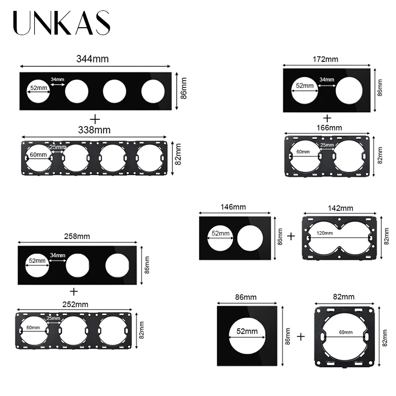 UNKAS لوحة زجاجية سوداء زر تشغيل/إيقاف أضواء القدم اتجاهين الاستشعار باهتة مروحة USB مزدوجة لتقوم بها بنفسك وحدات مزيج مجاني #5