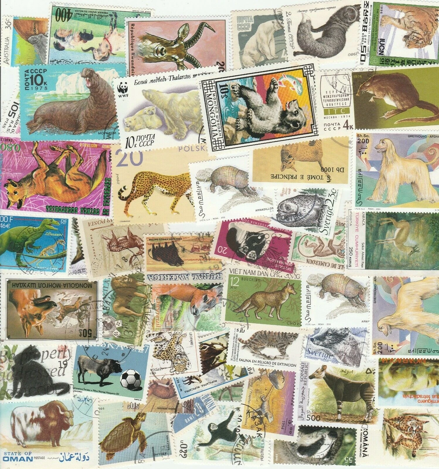 Wildtiere der Welt: Echte Briefmarken mit Tiermotiven, 100 verschiedene Tierbriefmarken, Sammlung, Sammlerbriefmarken – Detail 1