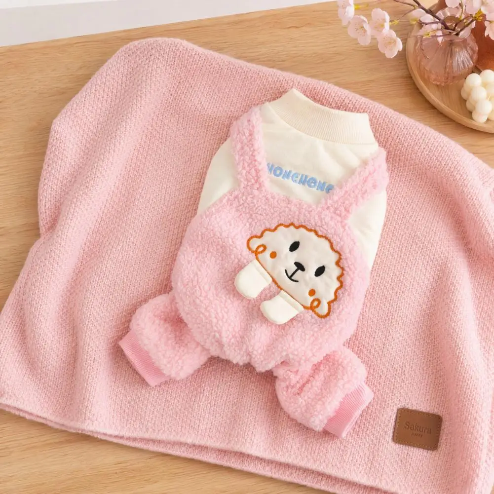 Skin-friendly Dog Wear Cozy Plush-lined Pet Jumpsuit Warm Autumn Winter Dog Apparel Soft Four-legged Onesie Clothes for Small