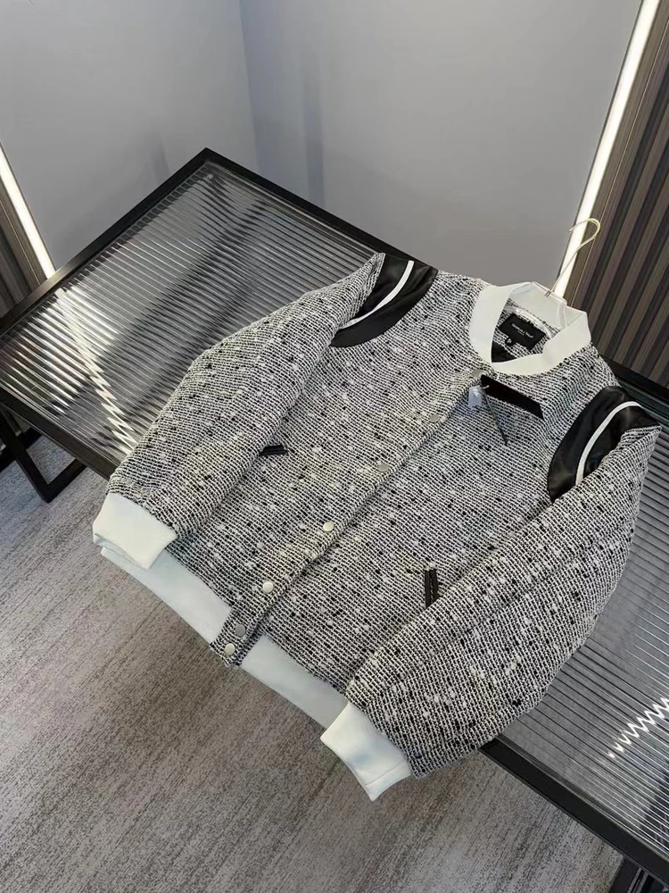 

Luxury Preppy Sle Knitted Baseball Jaet for Men And Women with Embroidered Polka Dot Pattern Couple's Lazy Sle Top