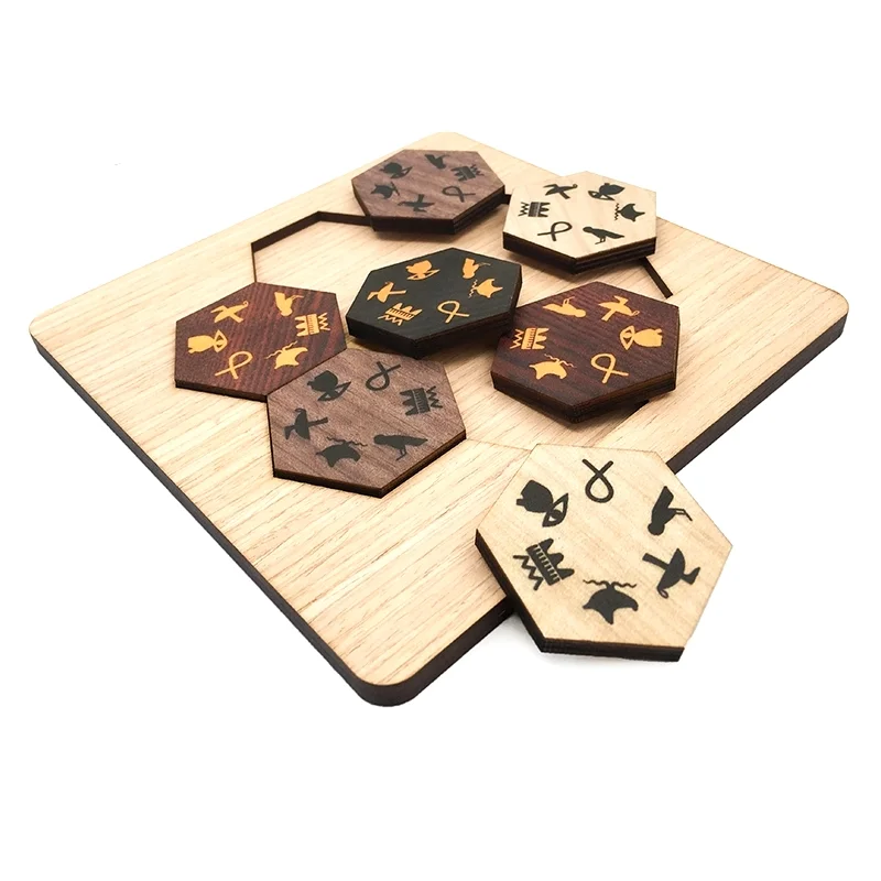 New Lost Found Wooden Mind Brain Teasers Puzzles Challenging Egyptian Hieroglyph Puzzle Game for Adults