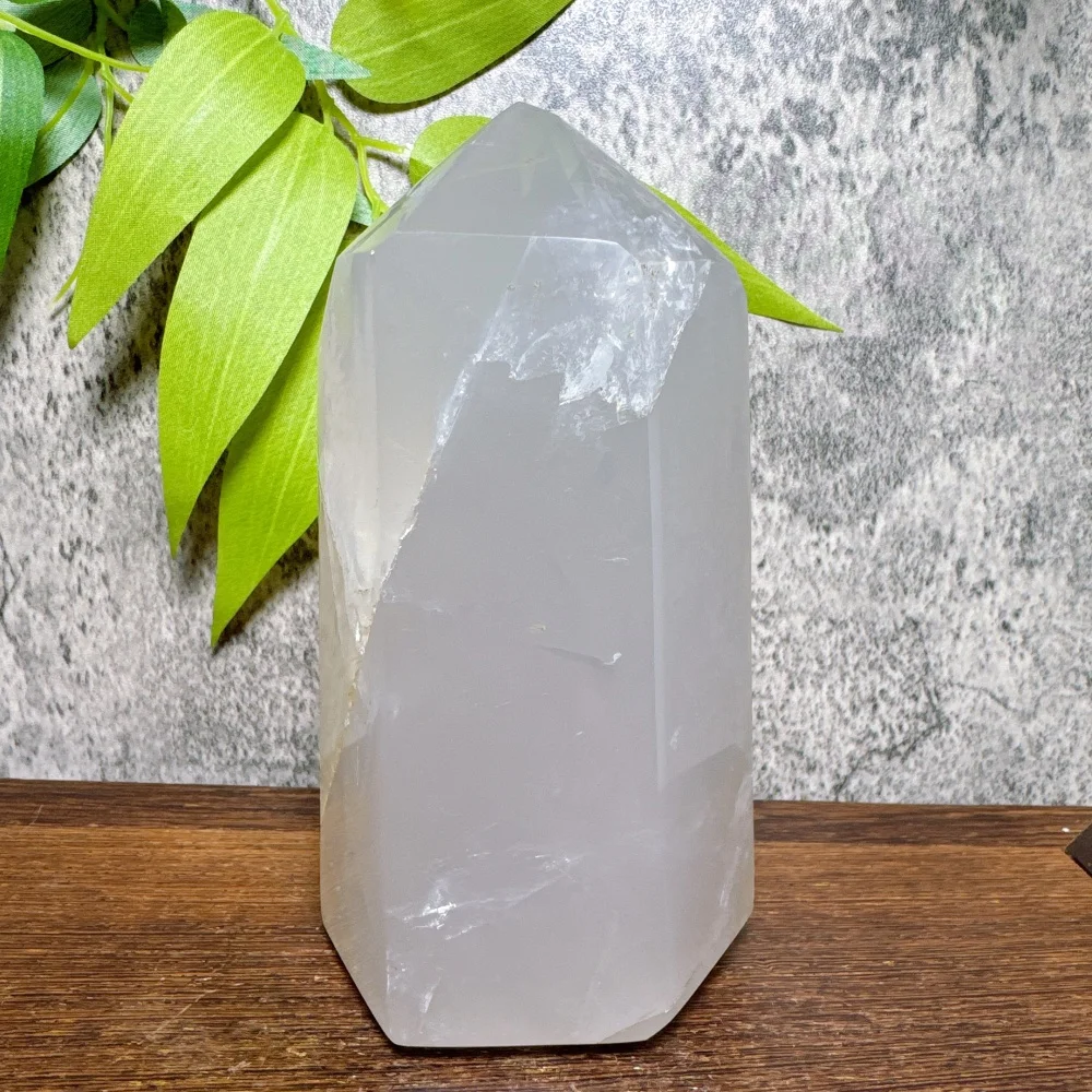 Blue Rose Quartz Tower White Crystal Obelisk Naturally Formed Reiki Healing Crystal Tower Column Mineral for Energy Healing