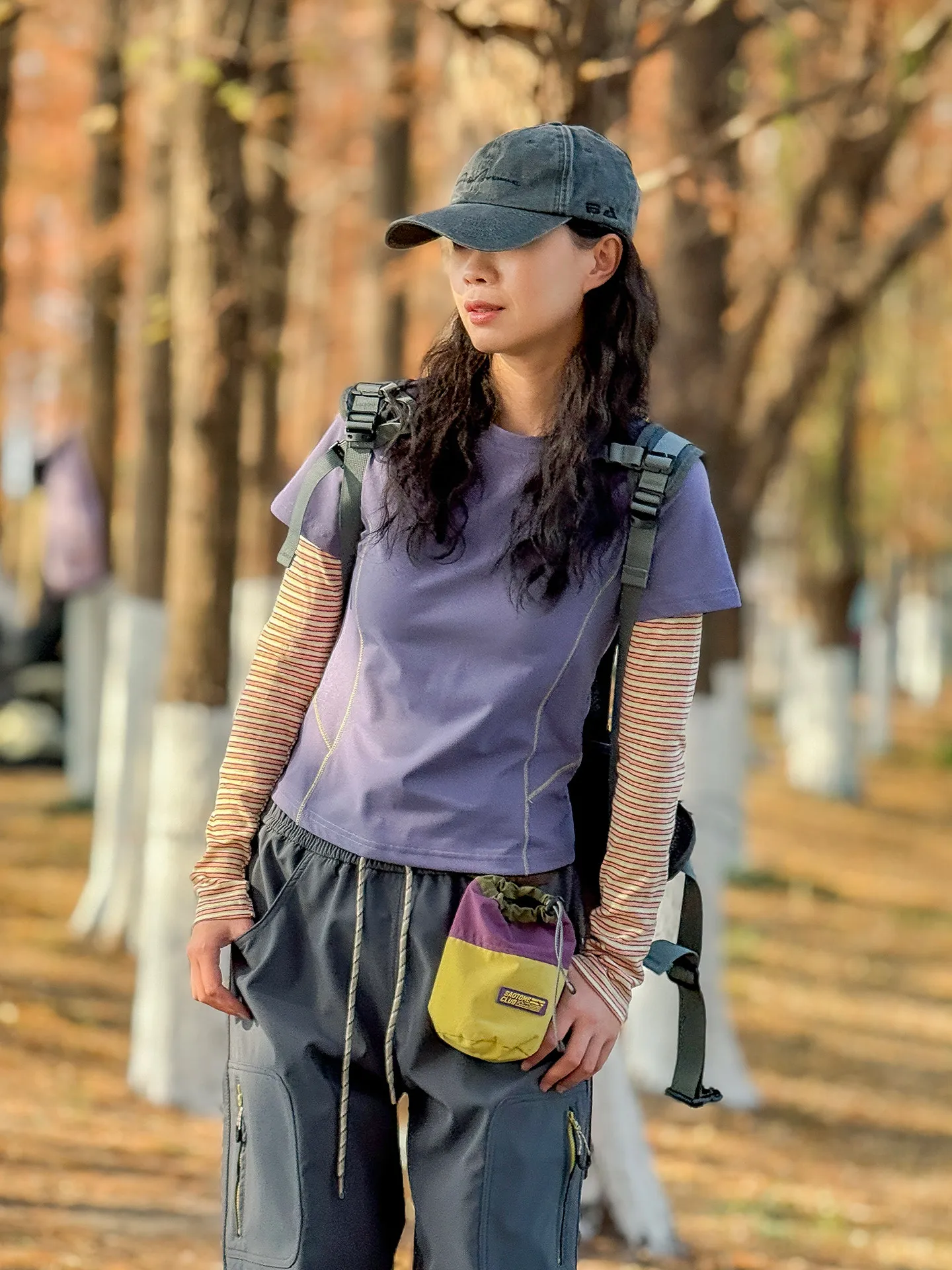 Women Outdoor Splice Stripe Long Sleeve Casual Vintage Sport Hiking Quick Dry T-shirt Sweet Girl Streetwear Y2k T Shirts Tops