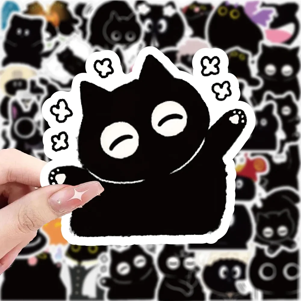 

10/30/60pcs Funny Cute Black Cat Stickers Decals DIY Scrapbooking Skateboard Phone Stationery Kawaii Cartoon Kitten Sticker Toy