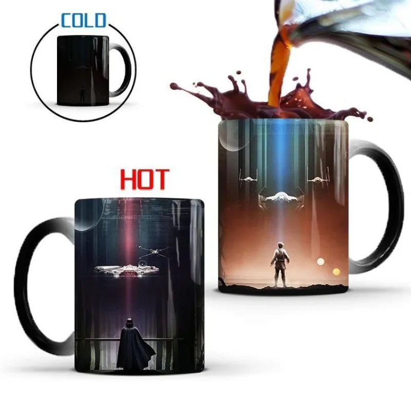 New Star Wars Animation Creative Vader Yodal Luke Color Changing Mug Personalized Ceramic Thermal Gradient Magic Coffee Cup Gift