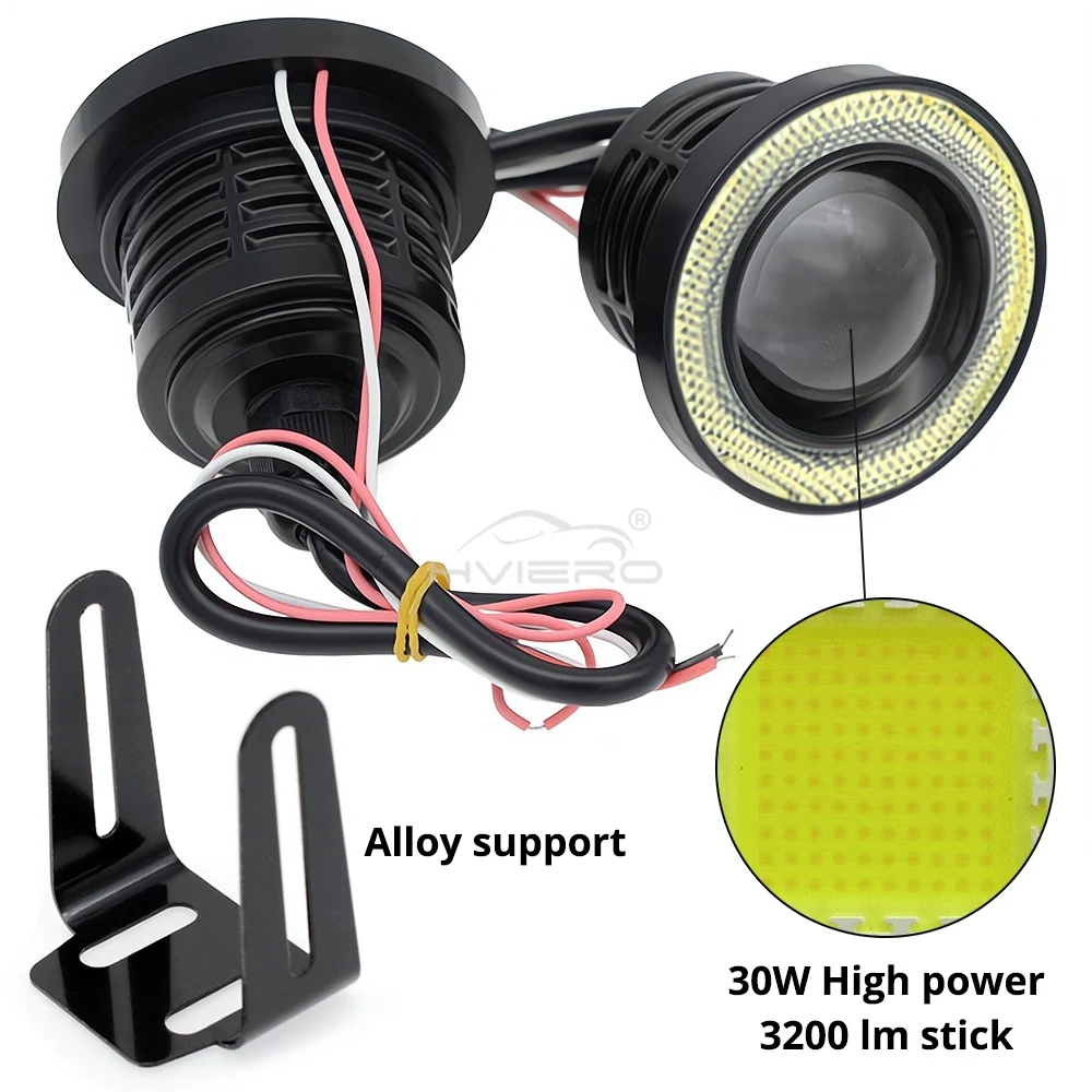 2 pezzi Auto 30W guida auto DRL fendinebbia COB Angel Eye 64/76/89mm lampade ambientali impermeabile lampadina di marcia diurna faro DC 12V