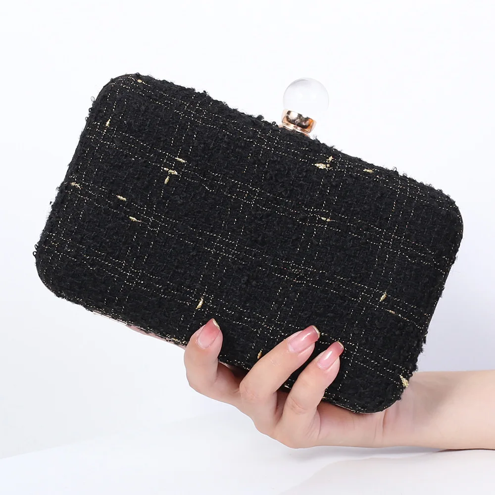

2023 New Evening Bag Woven Fabric Clutch Women's Formal Handbag Ele Faionable Cross-Border Sli Par Purse