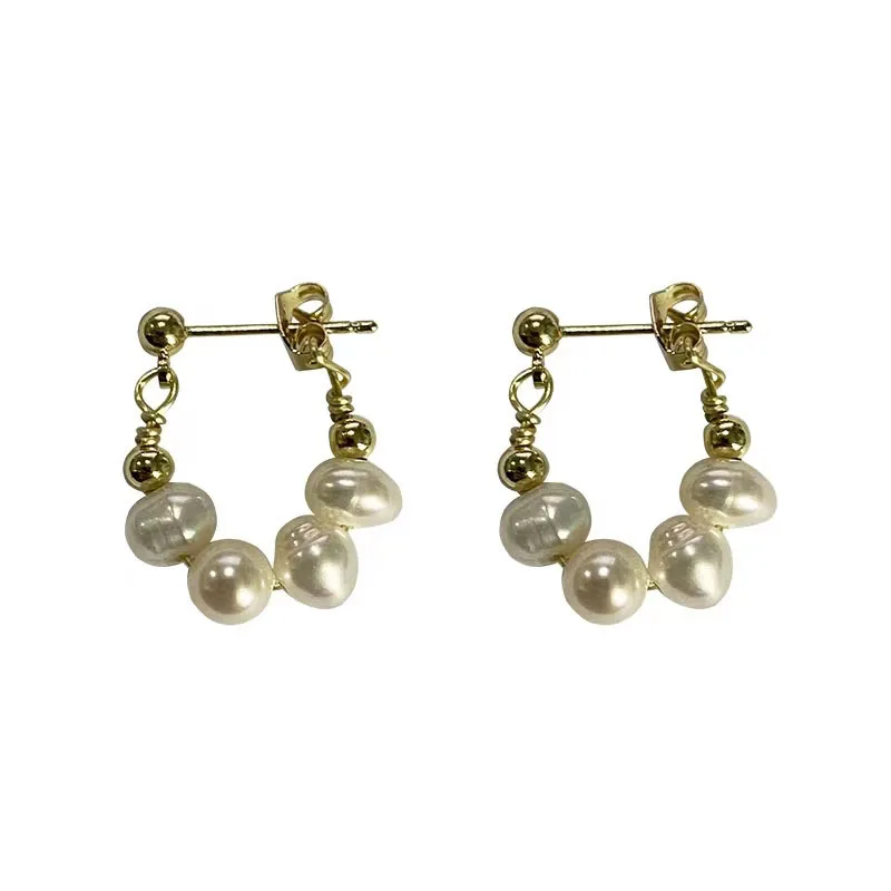 

Pearl stud earrings niche handmade simple small high-end earrings small fragrance
