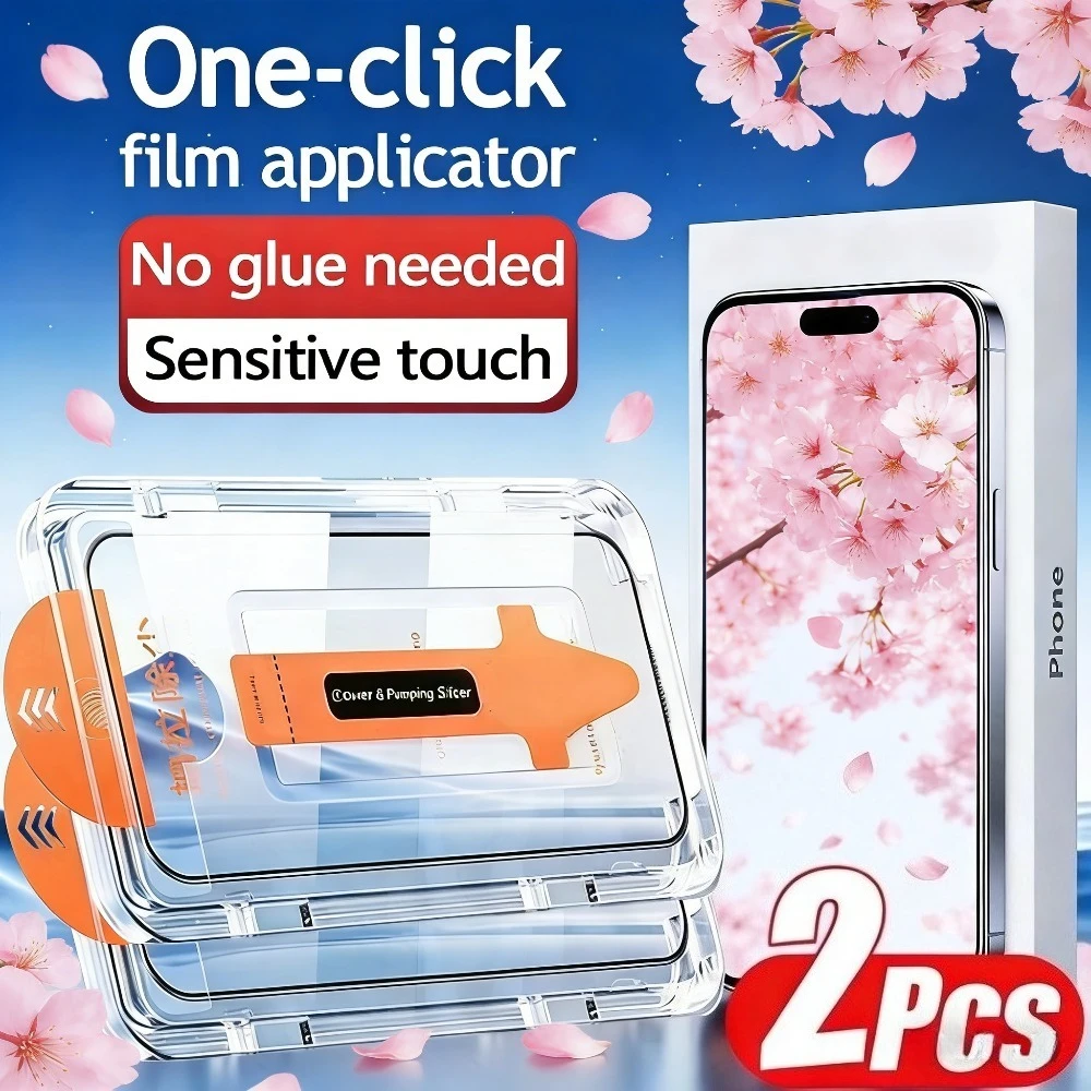 2 Stück Full Cover Displayschutzfolie für iPhone 17 16 15 14 Pro Max 16 15 14 Plus 13 12 11 Pro Air 16e One Click Installationsglas