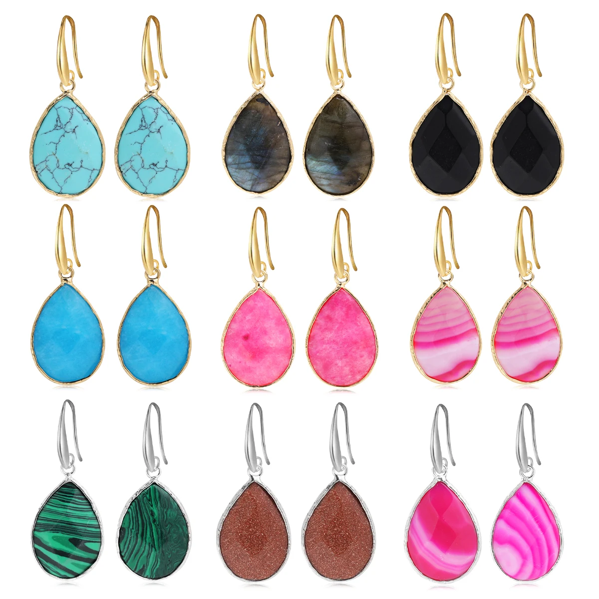

Natural Stone Water Drop Earrings For Women Fashion Simple And Versatile Temperament Earrings Jewelry Gifts Wholesale