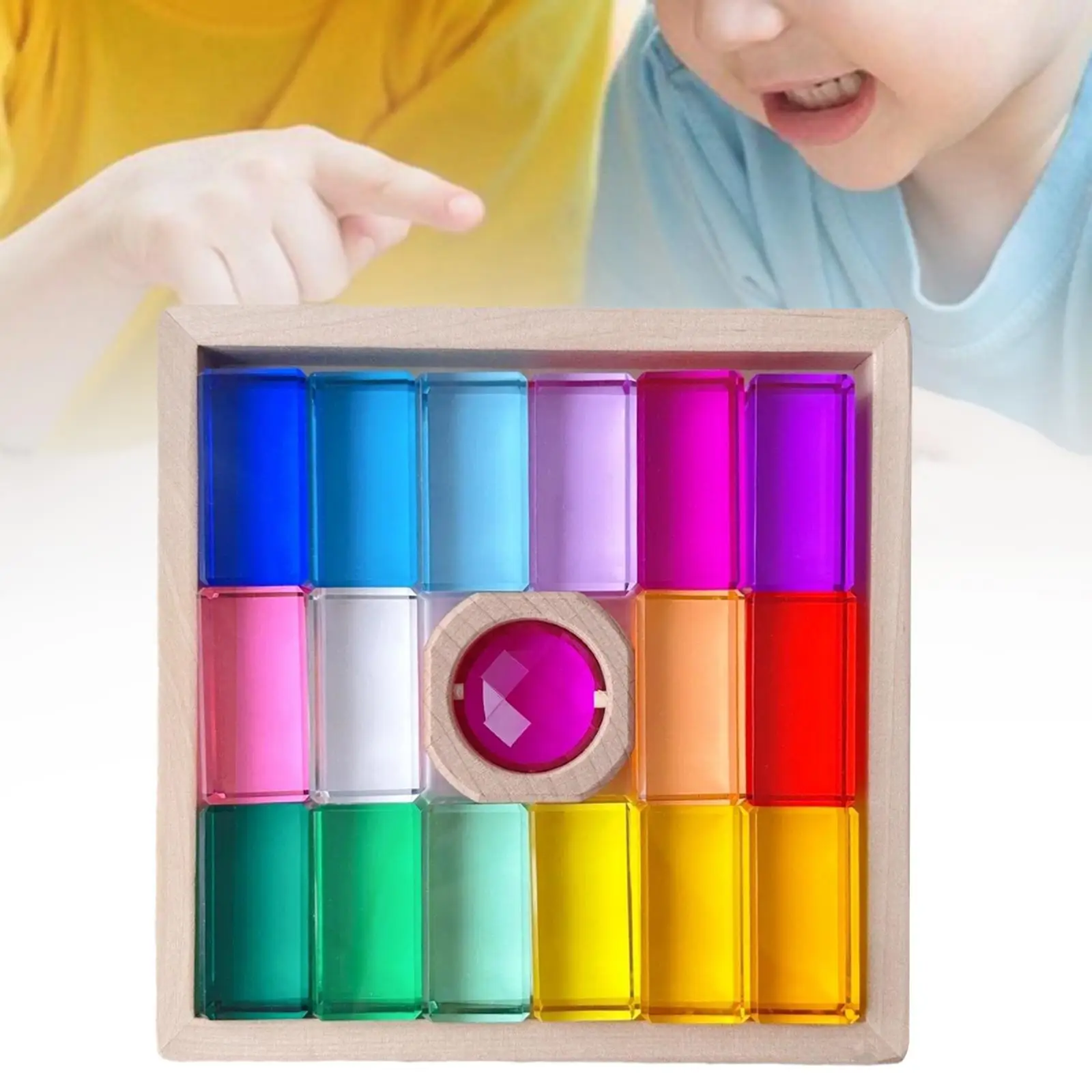 Blocos de construção acrílicos de arco-íris, cubos acrílicos de arco-íris, reconhecimento de cores, brinquedo de empilhamento colorido para presente, meninos, meninas, crianças