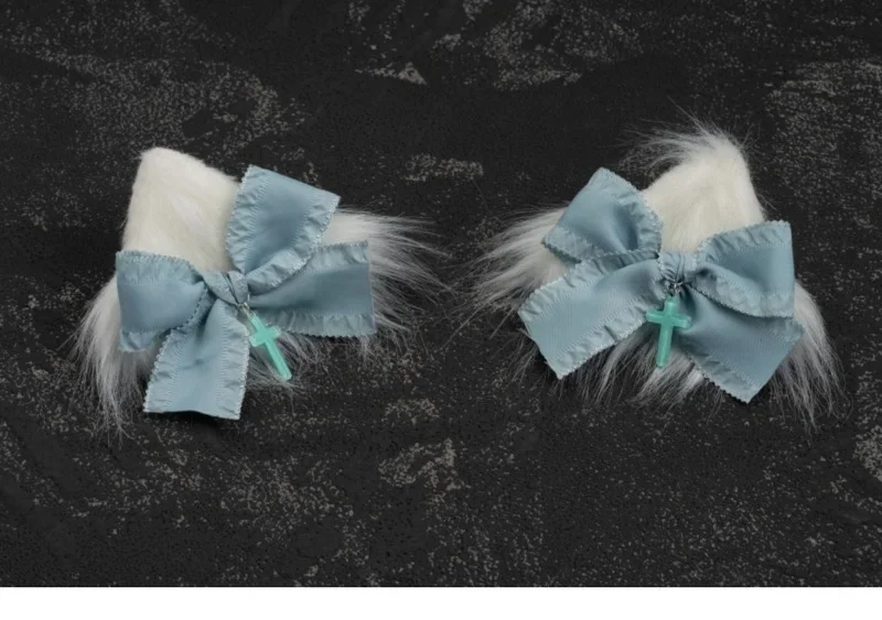 Épingle à cheveux gothique Lolita pour femmes, Harajuku, nœud bleu, croix, oreilles de chat, pinces à cheveux Y2K, couvre-chef Cosplay pour dames, accessoires pour cheveux de fille, cadeaux