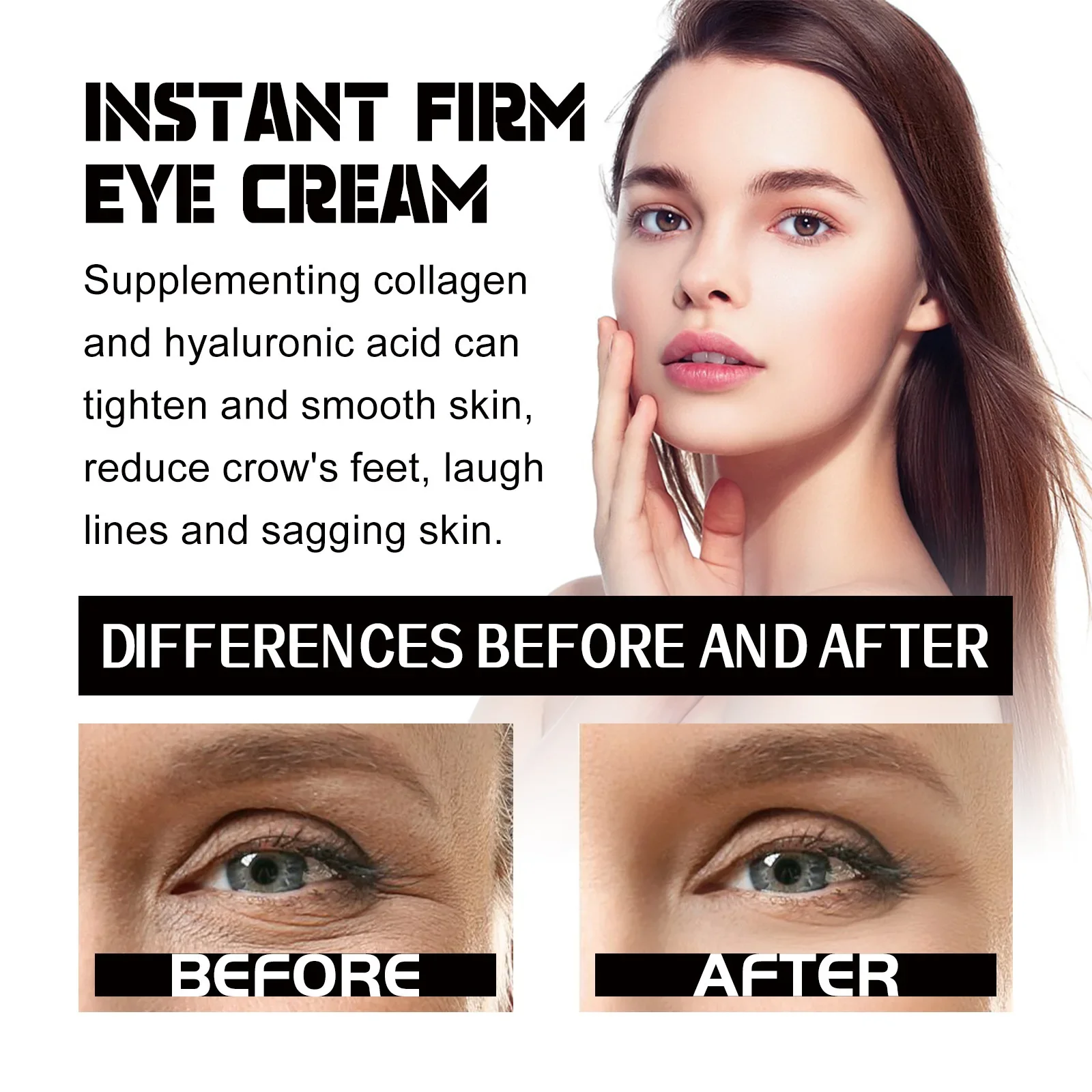 60ml Eelhoe Eye Tightening Cream Fading Wrinkle Eye Bags Dark Circles Firming Eye Skin Moisturizing Hydrating Anti-Wrinkle Cream