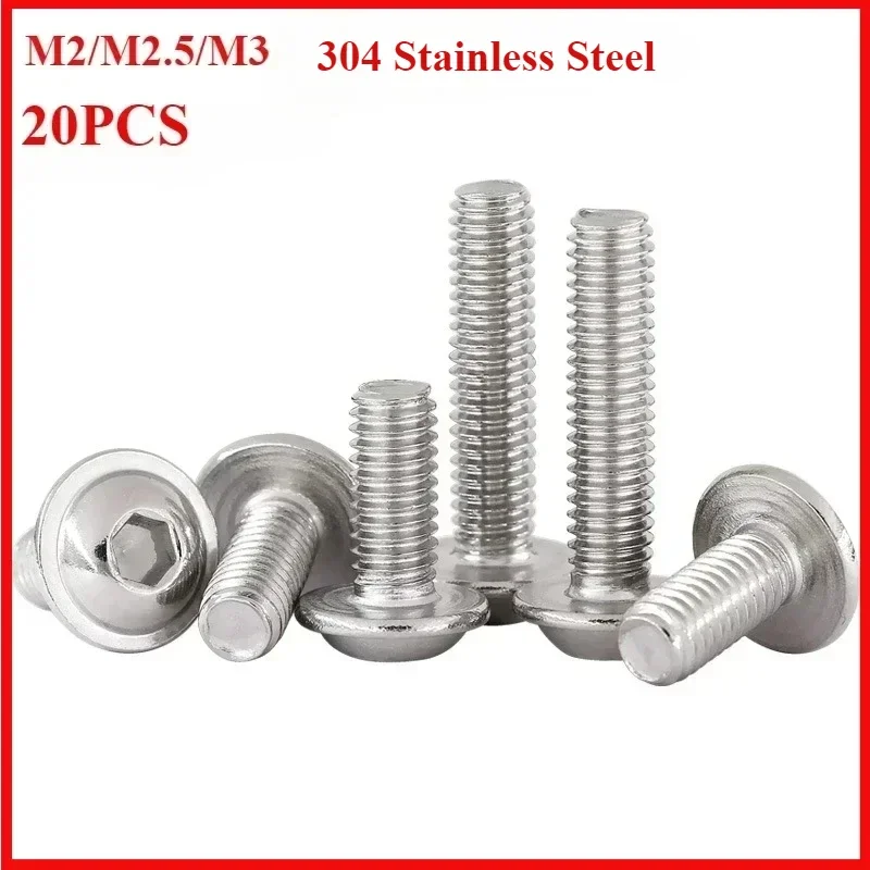 

20pcs M2 M2.5 M3 Hex Socket Head Screws Mushroom Hexagon Button Bolt Bolt M6 of Stainless Extruder Rifles Under The Hexagon