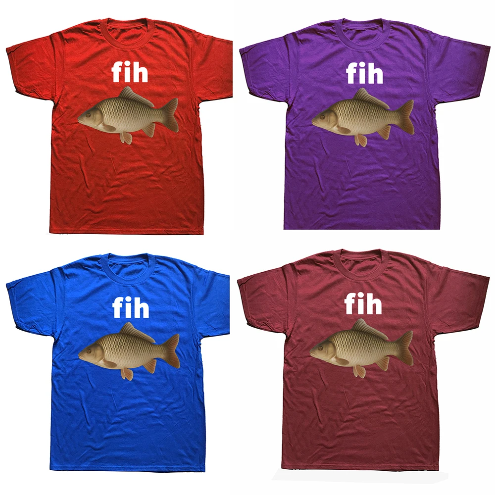 Fih Fish Funny Fih Fishing Meme Klassische T-Shirts aus 100 % Baumwolle für Männer und Frauen, modisches, lässiges T-Shirt, lockeres, übergroßes Streetwear-T-Shirt – Detail 3
